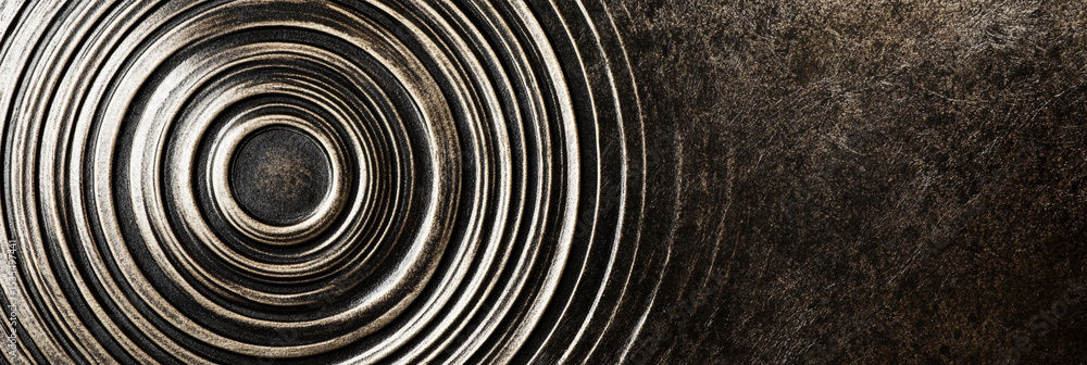 Aufkleber Abstract close-up of metallic circular patterns in detail Generative AI