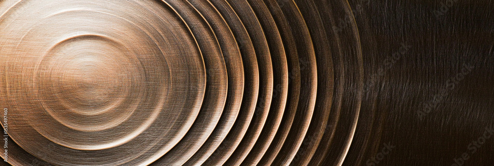 Poster Close-up of abstract concentric circular patterns on metal Generative AI