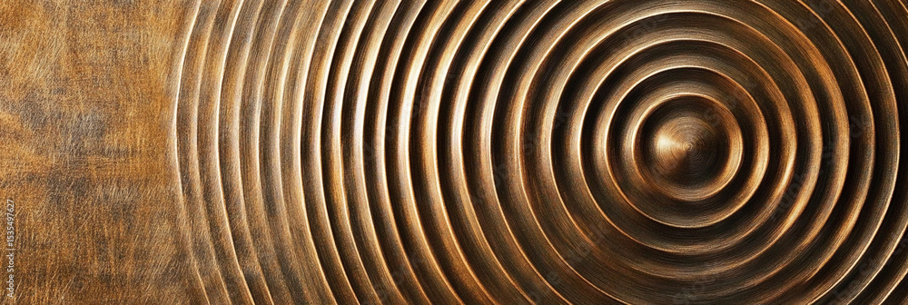 Aufkleber Abstract close-up of concentric circular patterns in gold Generative AI