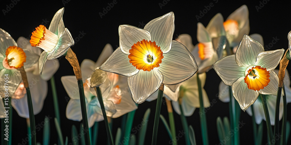 Aufkleber brilliant flowers illuminate a dark background with elegance generative ai