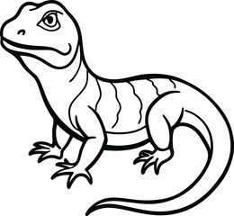 Fototapeta premium Monitor Lizard black silhouette on white background 