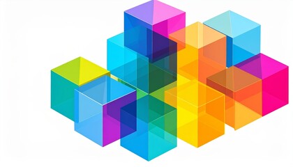 Cover template with vibrant perspective geometric prism shapes