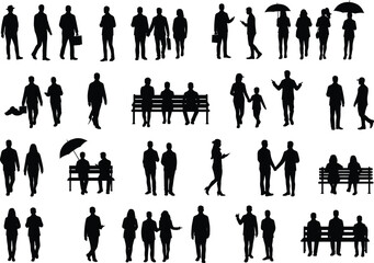 A Collection of Silhouetted Individuals Depicts People Walking, Standing