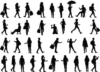 Fototapeta premium Diverse Crowd Silhouettes A Study of Human Postures Actions and Movements in Public Spaces Revealing Patterns and Dynamics