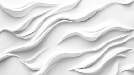 Obraz premium Minimalist plasticine - made white water waves with smooth lines on a white background for simple design projects