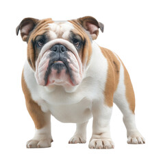 Fototapeta premium Charming english bulldog in standstill pose with wrinkled expression