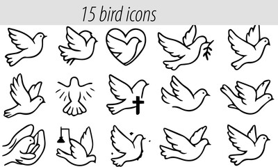 15 editable pigeon icons