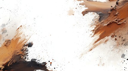 A creative asymmetrical paint splatter frame in warm earth tones, symbolizing artistic expression and abstract texture