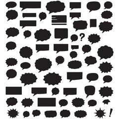 Speech bubble icon set. Silhouette style. Vector illustration.