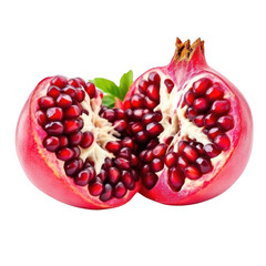 Pomegranate halves: Juicy, vibrant pomegranate cut in half, revealing its jewel-toned arils.  A refreshing and healthy treat.