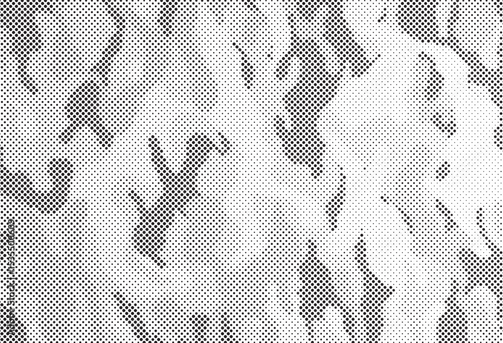 Poster Abstract halftone seamless camouflage pattern. Repeating digital dotted hexagonal camo military texture background. Abstract modern fabric textile ornament. Vector illustration.
