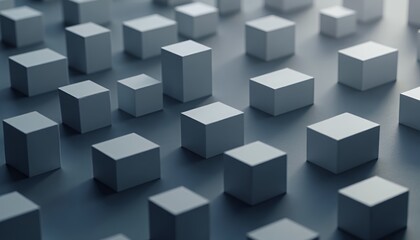Abstract Geometric Pattern of Gray Cubes on Smooth Surface