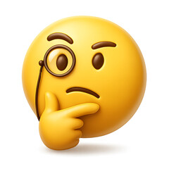 monocle thinking face emoji icon isolated on a transparent background