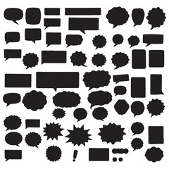 Speech bubble icon set. Silhouette style. Vector illustration.