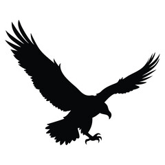 Obraz premium Bald eagle silhouette illustration for graphic design and creative projects in black and white style