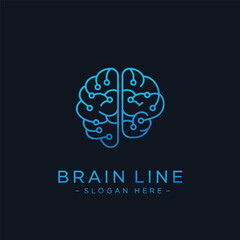 Brain technology logo template, Digital abstract logos for creative innovation. digital brain. brain hub logo design. brain connection logo vector icon