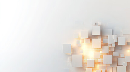 Golden glowing cubes abstract technology background