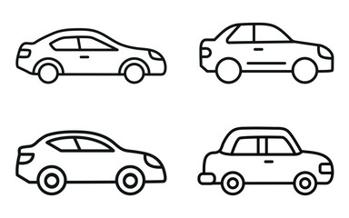 Set of four car line icons.