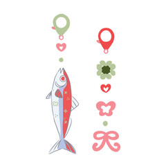 Keychain fish and ribbon cute aesthetic 