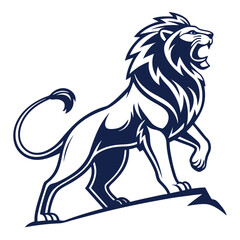 Majestic roaring lion illustration on white background symbolizing power and strength