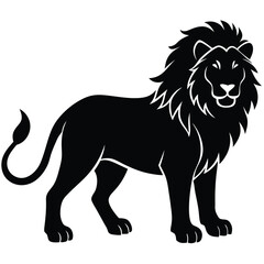 Obraz premium Majestic silhouette of a lion in black and white suitable for logos and designs