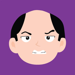 various expressions of bald men cartoon illustrations. man's portraits with different emotions and gestures isolated