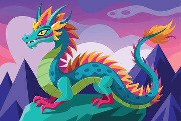 Colorful vector dragon illustrations: green with red, white, or sky backgrounds; perfect for oriental fantasy art, tattoo designs, and Chinese mythology symbols