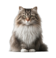 Fluffy maine coon cat with long fur and striking green eyes