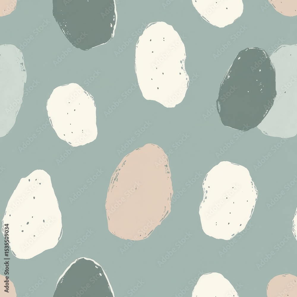 Poster abstract minimalist pattern with pastel colored shapes on a soft blue background