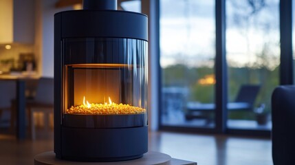 Wood Pellet Stove Providing Cozy Warmth