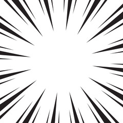 Manga comic explosion, motion or movement effect, vector background. Manga anime cartoon radial speed lines and abstract pattern for comic book burst, flash ray or explode bang action