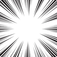 Obraz premium Manga comic explosion, motion or movement effect, vector background. Manga anime cartoon radial speed lines and abstract pattern for comic book burst, flash ray or explode bang action