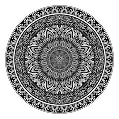 Mehndi Henna Drawing Circular Mandala pattern for tattoo, decoration premium product poster or painting. Decorative ornament in ethnic oriental style. Outline doodle hand draw illustration