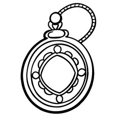 Antique Locket line art vector