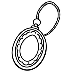 Antique Locket line art vector
