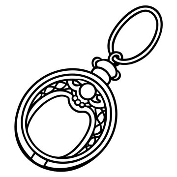 black and white ornate pendant clip art preview
