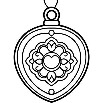 black and white pendant necklace design clip art preview