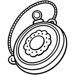 Antique Locket line art vector