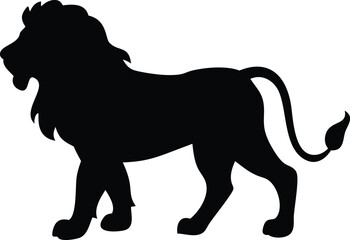 Obraz premium Silhouette of a majestic lion in a classic stance suitable for various design applications