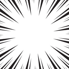 Naklejka premium Manga comic explosion, motion or movement effect, vector background. Manga anime cartoon radial speed lines and abstract pattern for comic book burst, flash ray or explode bang action