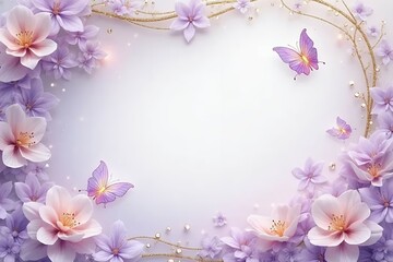 An invitation background with light lilac flowers. 