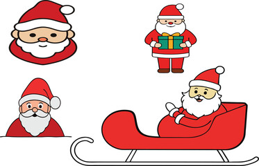 Santa Claus holding gift on sleigh peeking from left side, Christmas holiday festive character with present, winter celebration, Xmas gift delivery, cheerful Santa in red suit, seasonal decoration ima
