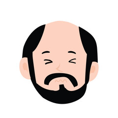 Emoticon avatar of a man with a mustache and a beard. man expression face