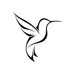 Minimalist Elegant Line Art Hummingbird Logo Vector.