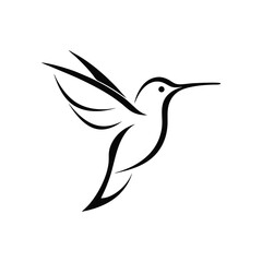 Minimalist Elegant Line Art Hummingbird Logo Vector.