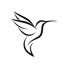 Minimalist Elegant Line Art Hummingbird Logo Vector.