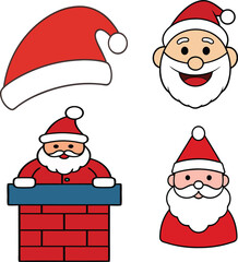 Closeup of Santa hat, Santa smiling face, Santa coming down chimney, festive Christmas holiday, joyful Santa Claus, holiday spirit, winter celebration, Xmas cheer, Santa front view, seasonal joy