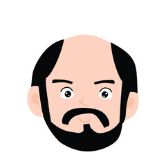Emoticon avatar of a man with a mustache and a beard. man expression face