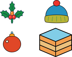 Cozy mistletoe touch knit cap with layered gift box and minimal holiday ornament, perfect festive winter season accessories for Christmas decor, seasonal gifts, and warm winter style