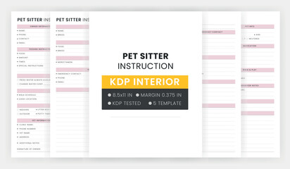 Pet Sitter Instructions Template Printable, Pet Sitter Notes, Pet Sitter Form, Pet Sitter Planner